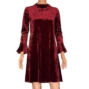 LC Lauren Conrad Red Wine Velvet Shift Dress SMALL
